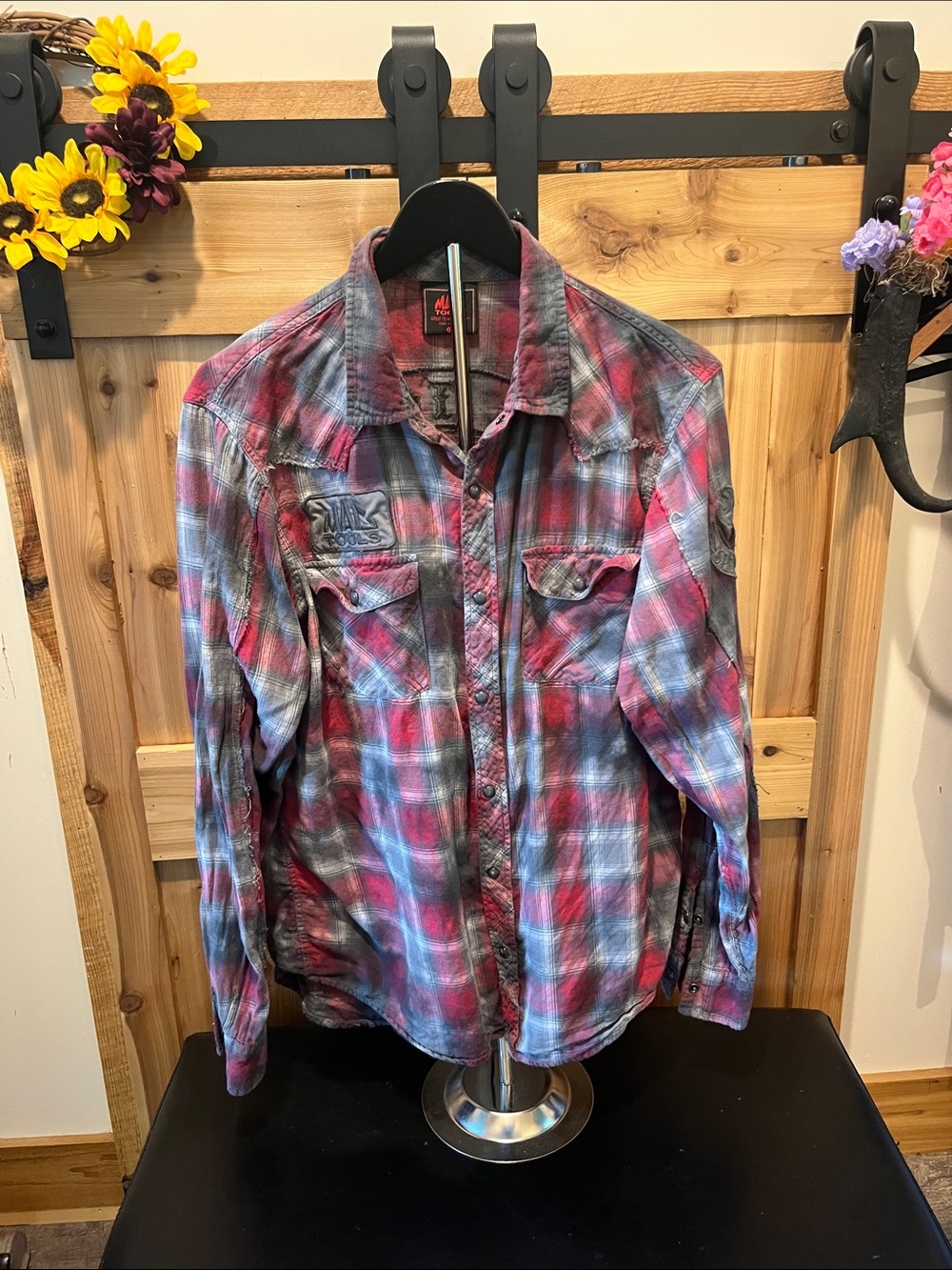 Mac Tools Men's Plaid Button-Down Shirt - Red & Gray